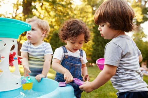 children playing with water