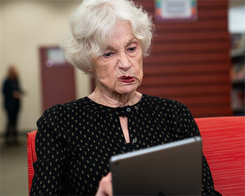 woman using tablet
