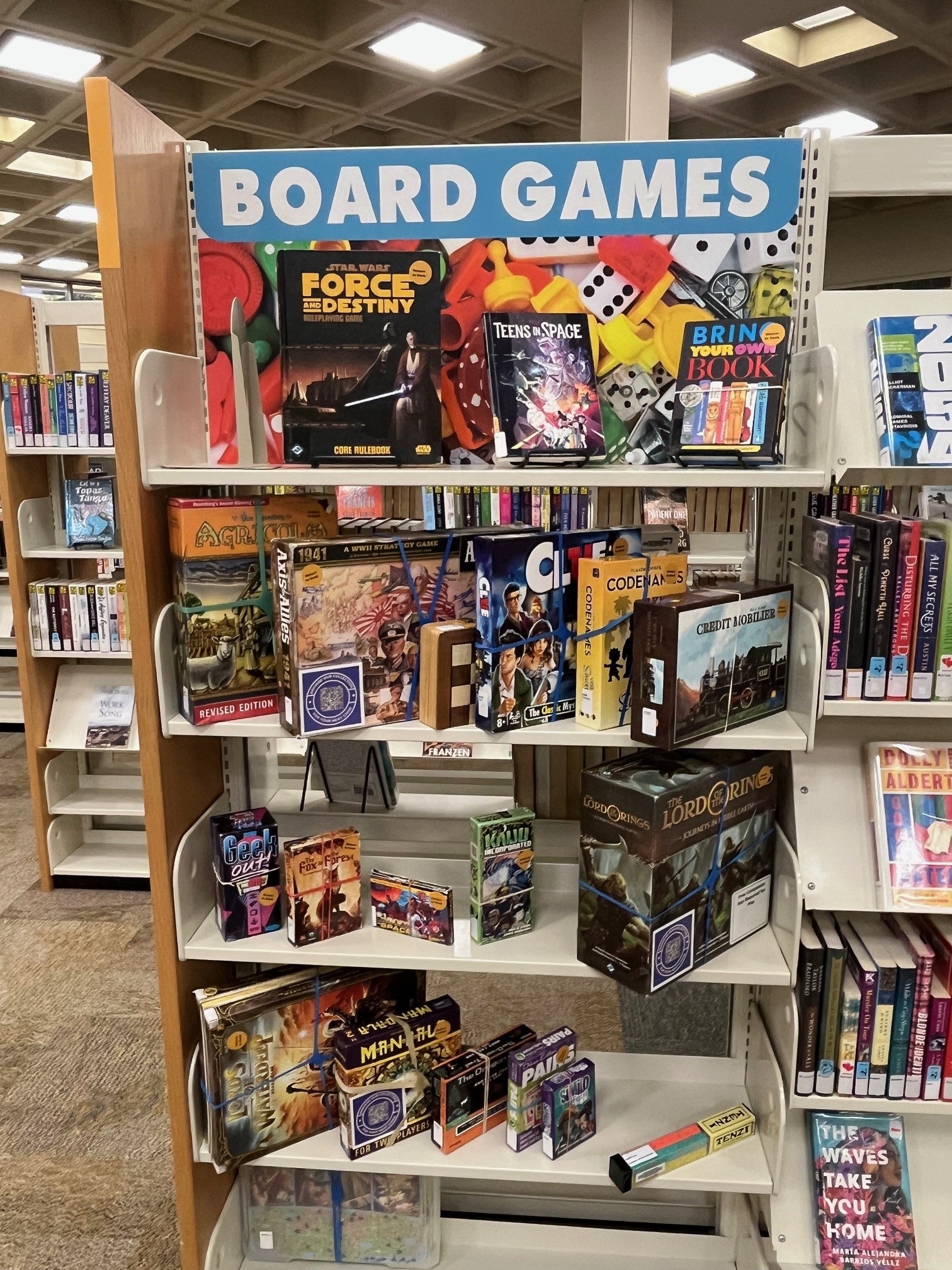 Board game section at the Downtown Library