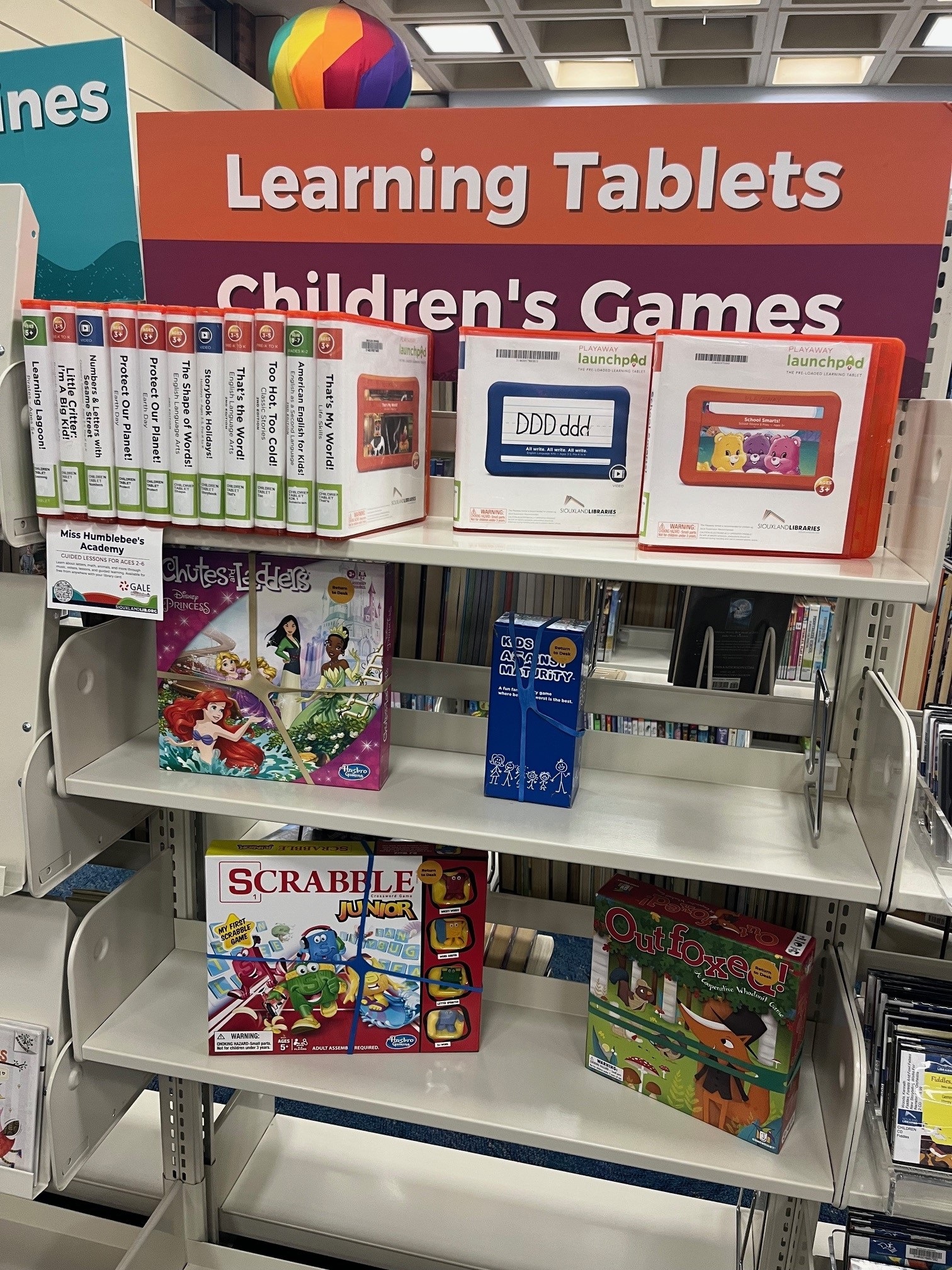 Children's games section at the Downtown Library
