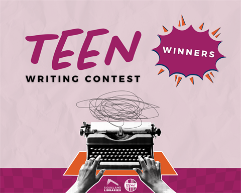 Typewriter with the words teen writing contest winners