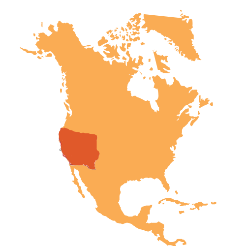 Area of Southwestern U.S. highlighted on map of North America.