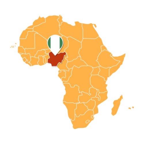 Nigeria highlighted on a map of Africa.