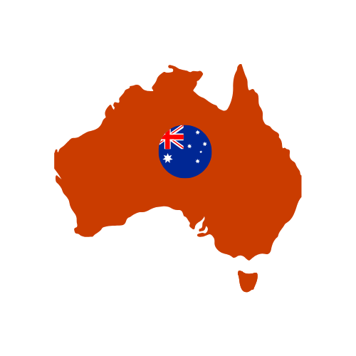 Geographic outline of Australia.