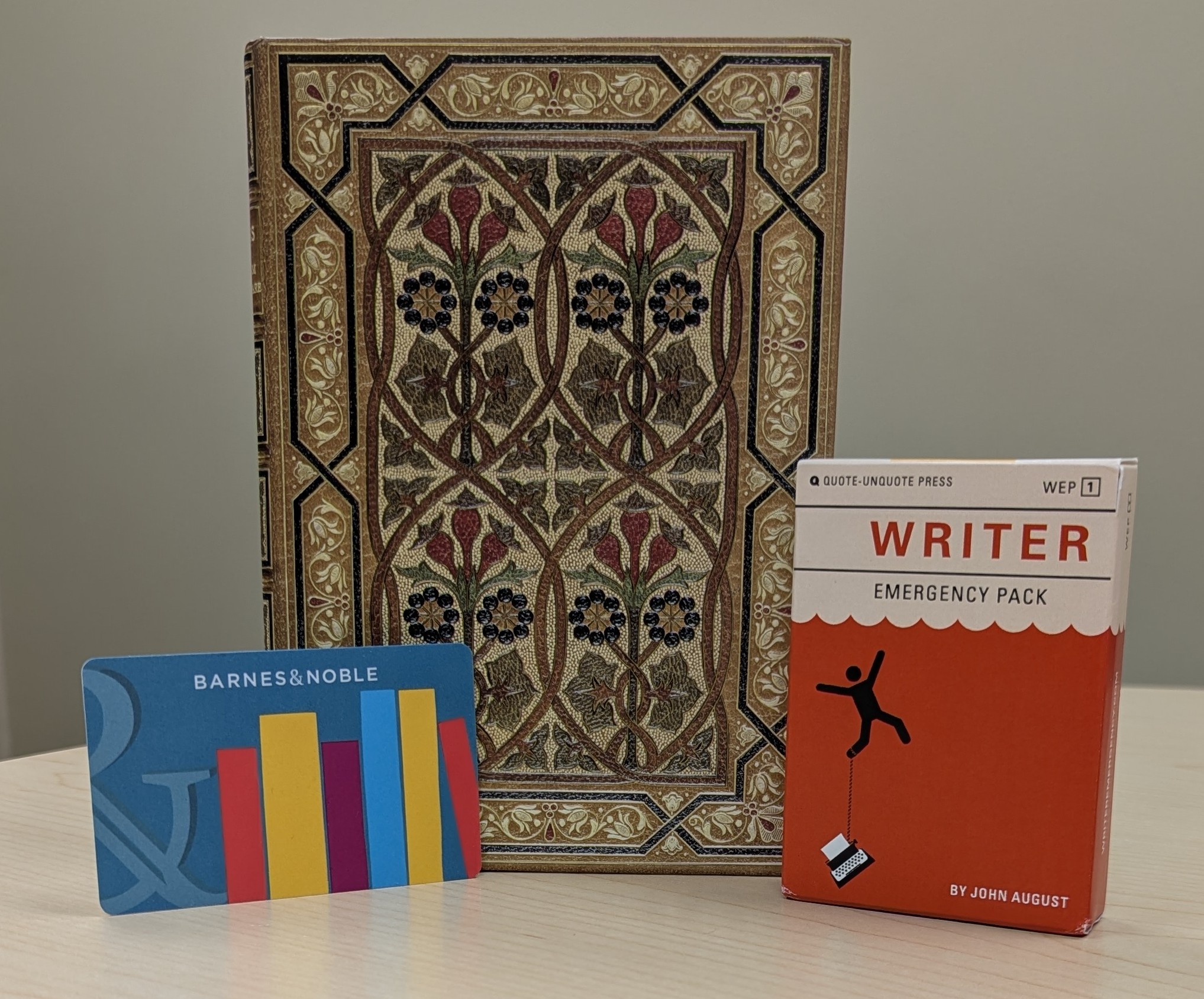 Teen writing contest prizes: $25 Barnes and Noble gift card, Journal, or writer emergency pack writing prompts