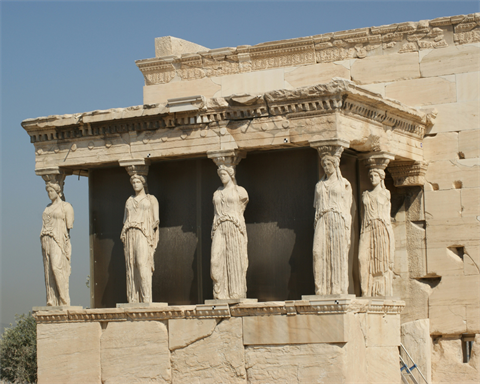 Building featuring caryatid architectural columns