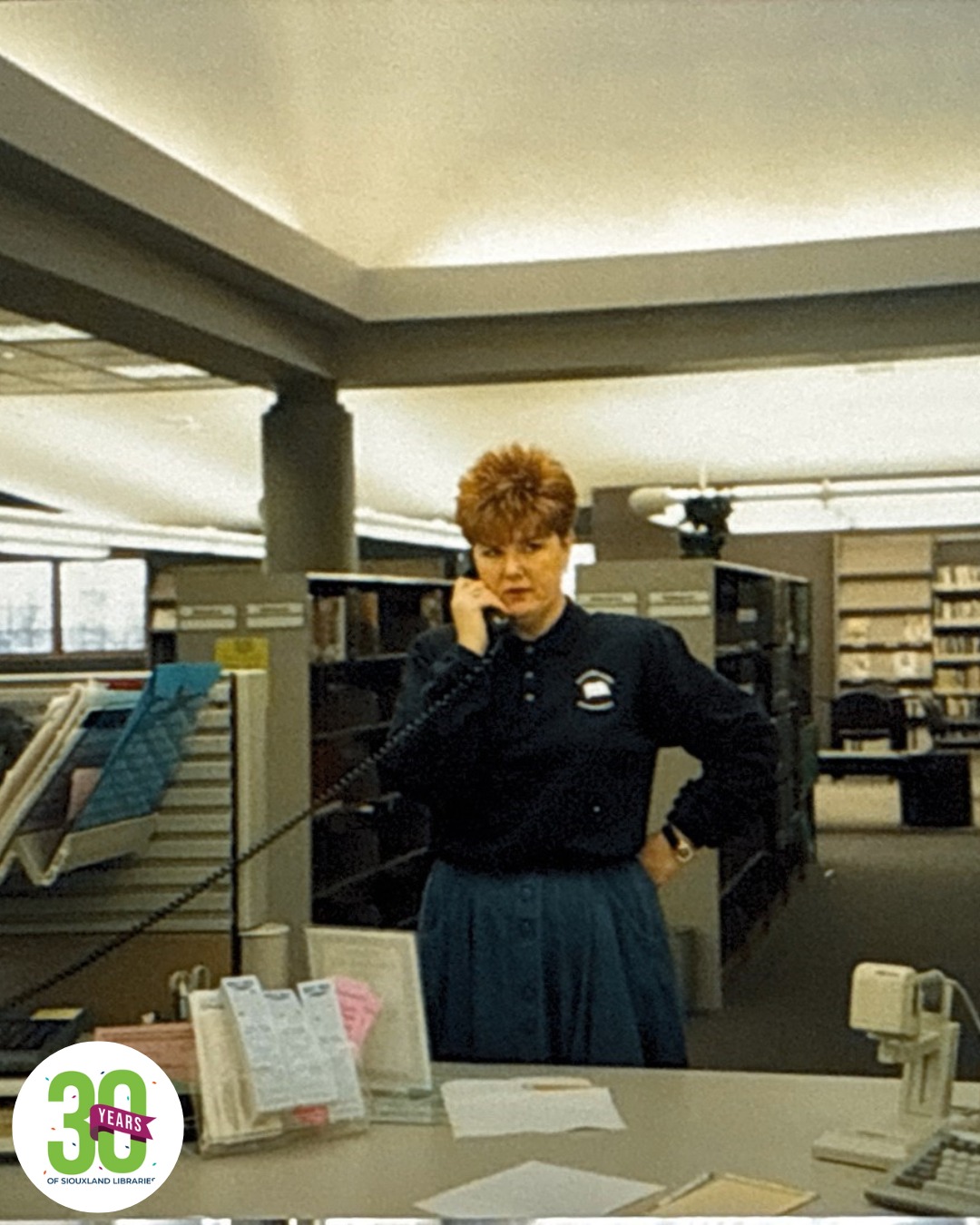 1990s staff member on the phone