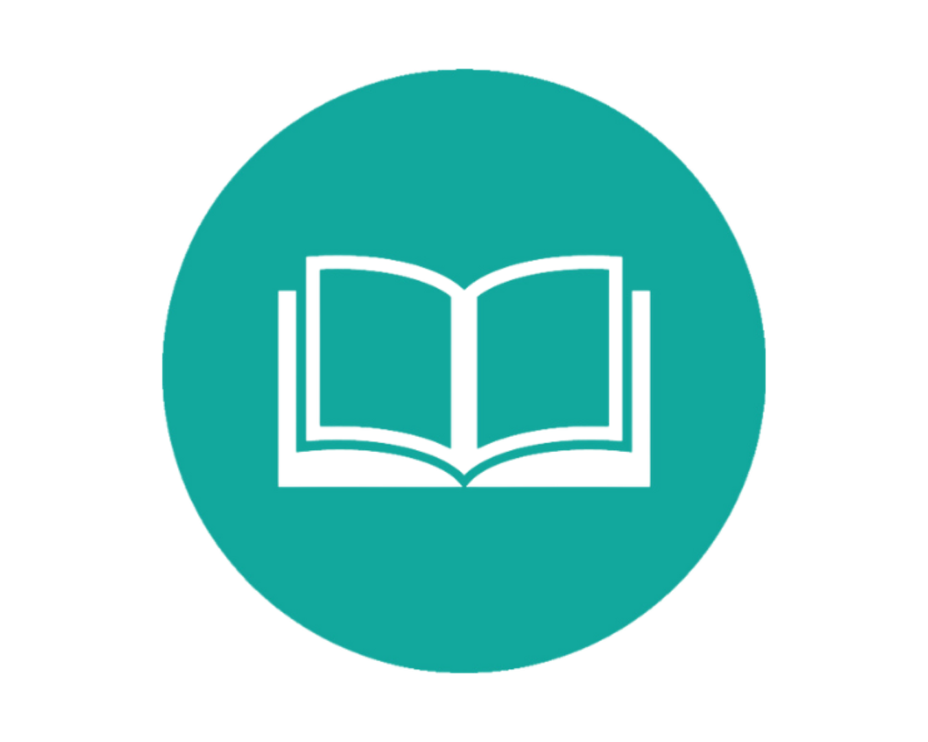 teal circle with white book