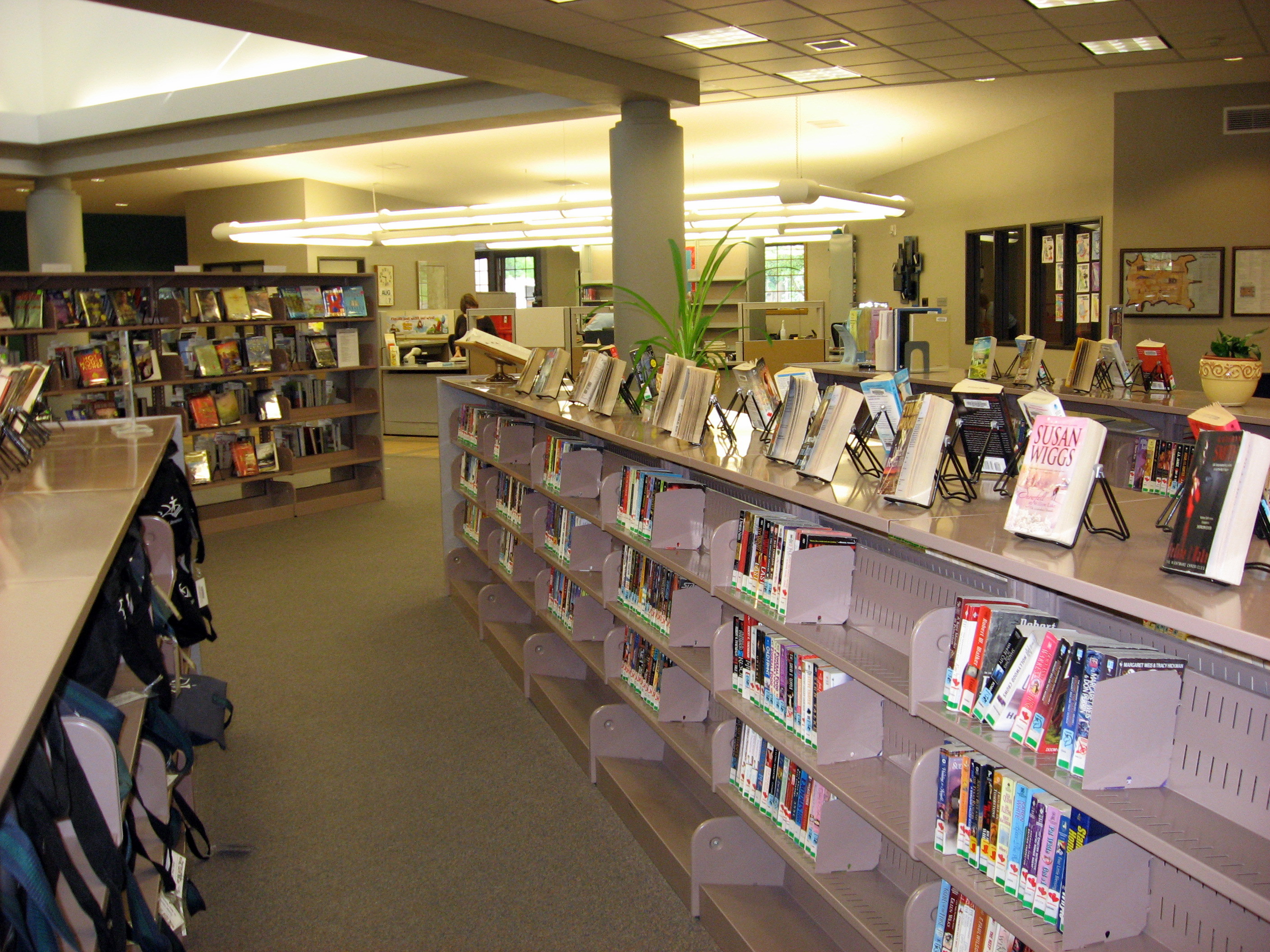 library interior displaying public computers in the children's area
